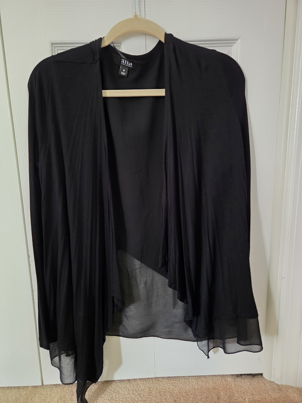A.n.a. Black Draped Open-Front Women's Sweater Size M